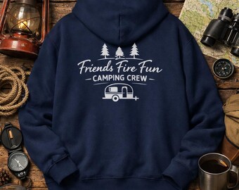 Friends Fire Fun Camping Crew Hoodie,  Camper & Campfire Design