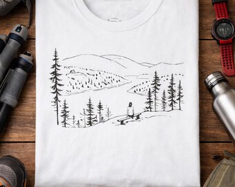 Baie-des-Rochers Charlevoix Shirt – Minimalist Pine Forest Tee – Quebec Landscape T-Shirt – Outdoor Nature Gift – Unisex