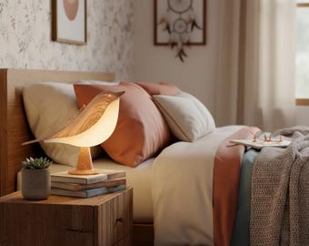 Lámpara de mesa con forma de pájaro / Lámpara de noche moderna de ABS, decoración minimalista