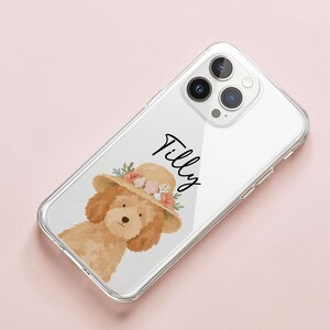 Cavapoo brunt skal för iPhone 17 Air 16E 15 14 13 SE Pro Max Plus Galaxy S25 S26 fodral, personligt genomskinligt silikonskal, present till hundälskare