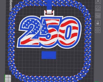Digital Download AMS Multicolor | USA 250 Cuban Link Chain 3D Print File (3MF & STL)