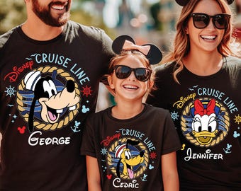 Disney Cruise Line Shirt 2026 - Personalisierte Disney Cruise Family Matching T-Shirts, Custom Name Cruise Group Shirts, Soft Bella Canvas