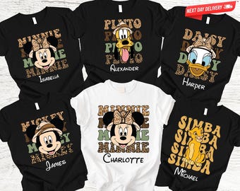 Disney Safari Shirt Custom Animal Kingdom Family Matching Mickey Minnie Simba Nala Personalized Name Vacation Tee Next Day