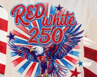 Red White & 250 Anniversary PNG, 250 year America Png, Eagles Vintage 4th of July Graphic For Tee, USA Eagle American Flag