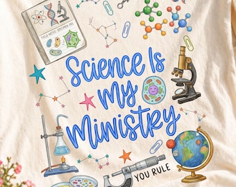 La ciencia es mi ministerio PNG, diseño de profesor de ciencias, gráfico de camiseta para profesor de STEM, aula de biología y química, garabato de vuelta al cole PNG