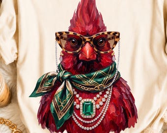 Glam Bald Eagle PNG, Boujee Christmas CardinaL Design, Bling Fashion Bird Sublimation, Luxury Christmas Mascot Graphic, Boutique Shirt PNG