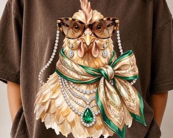 Glam Chicken PNG, Boujee Chicken Design, Bling Fashion Bird Sublimation, Luxury Mascot Chicken Mama, Trendy Farm Animal, Boutique Shirt PNG