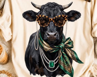Western Glam Brangus PNG, Rhinestone Cowgirl Sublimation, Boujee American Design, Cow Lover PNG, Bling Cowboy Graphics, Boutique Shirt PNG