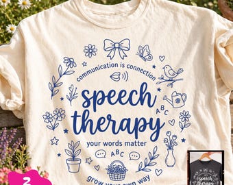 Speech Therapy SLP PNG, Speech Language Pathologist Floral Design, Graduation Appreciation Gift Clipart Digital File Sublimation Download