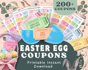 Easter Egg Coupons, Printable Reward Book for Kids, Easter Activity Ideas (Instant Download)