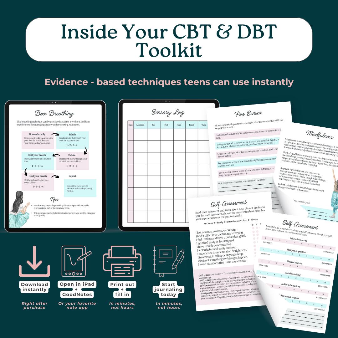 Teen Anxiety Workbook | CBT & DBT Activities for Teens | Mindfulness ...