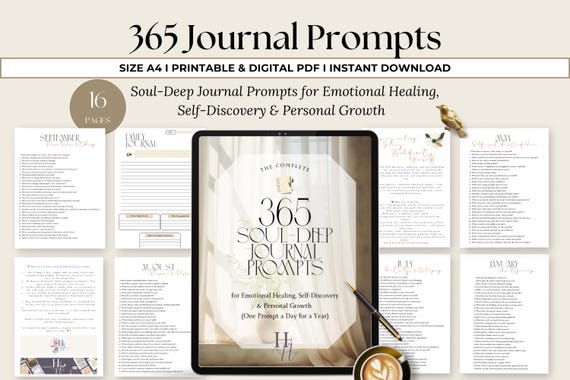 365 Journal Prompts, Printable Shadow Work, Daily Reflection for Self-Discovery and Mindfulness, Manifest, Mental Health Writing Prompts pdf