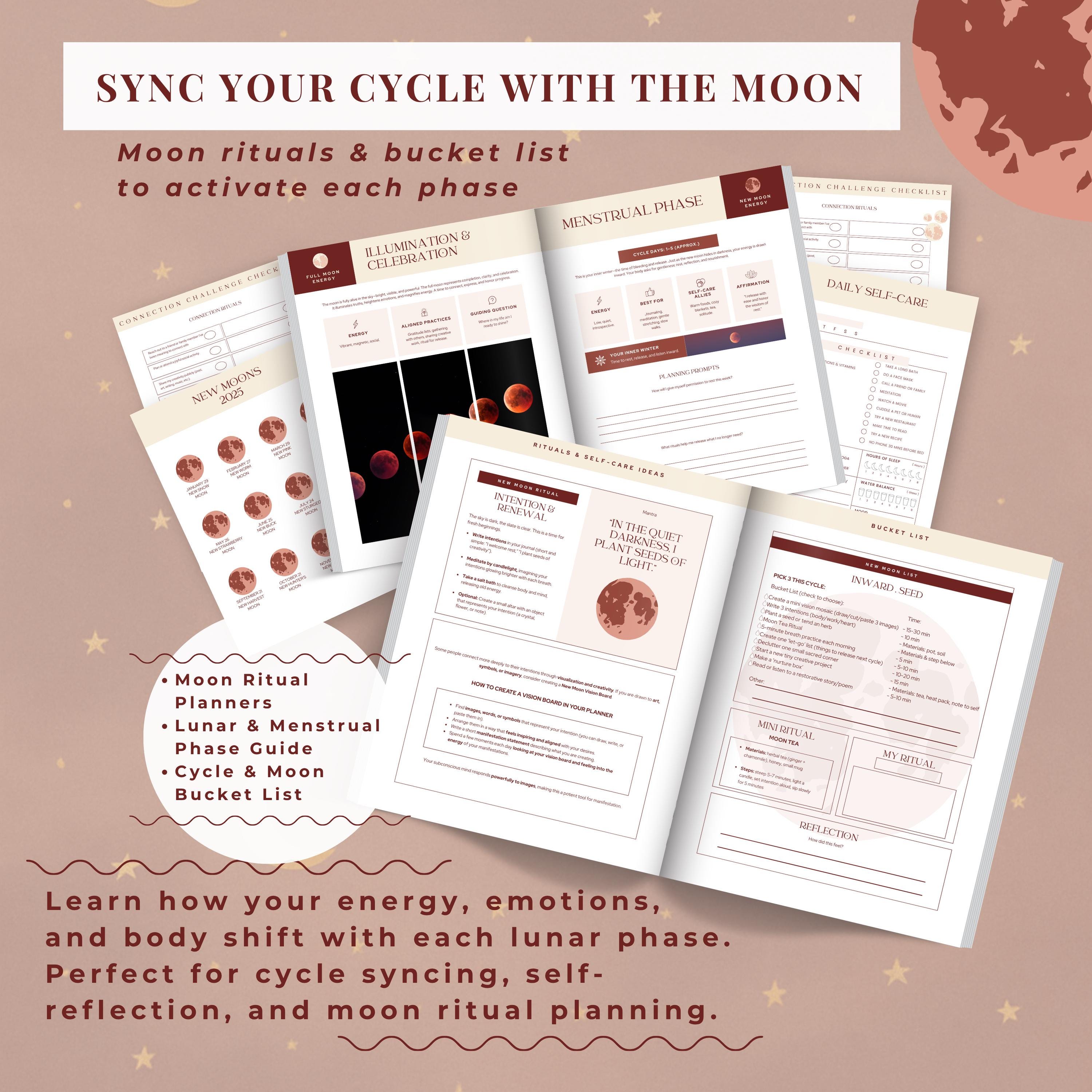 Period Cycle Tracker Printable Moon Phase Menstruation Tracking Symptom ...