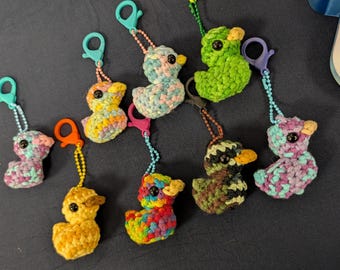 Crochet Duck Keychain: Small Lightweight Bag Charm