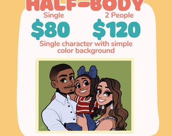 HalfBody Portrait Commissions - Handmade By Artist