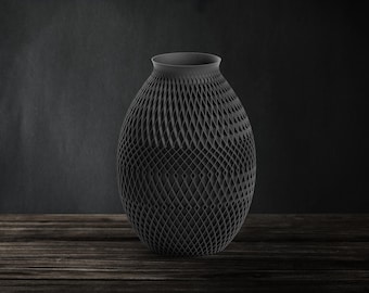 侘び寂びのファセットメッシュ花瓶｜優雅な彫刻花瓶｜精緻なパラメトリックテクスチャ｜スタイリッシュなモダンインテリア｜カスタムカラーとサイズ