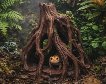 Tall Mangrove Root Cave Aquarium Hideout | Vertical Driftwood Style Shelter | Terrarium & DnD Terrain | Color Options Glow-in-the-Dark
