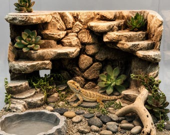Stony Platforms 3D Background | Terrarium & Vivarium Decor | DnD, Wargaming Terrain | Custom Sizes and Glow/Color Options