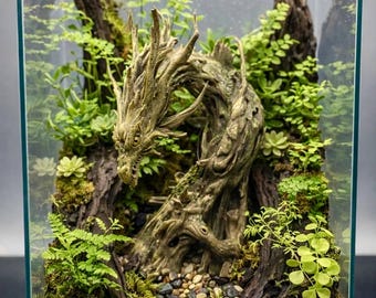 Driftwood Dragon | Terrarium & Vivarium Decor | DnD, Wargaming Terrain | Custom Sizes and Glow/Color Options
