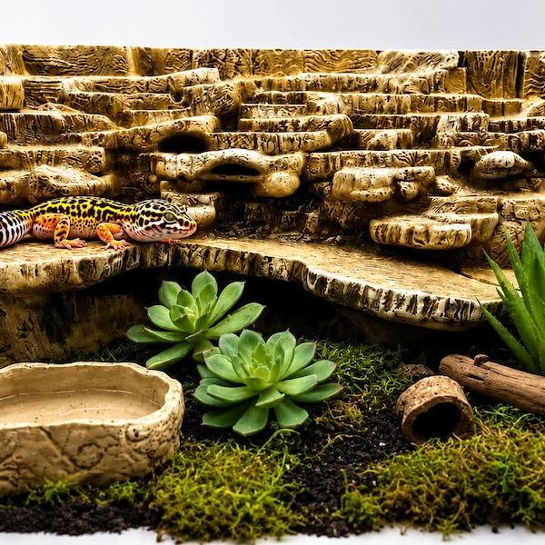 Terraces 3D Back Wall - XL - 48x24| Aquarium Terrarium Vivarium & Tank Decor | DnD, Wargaming Terrain | Custom Color/Glow Options