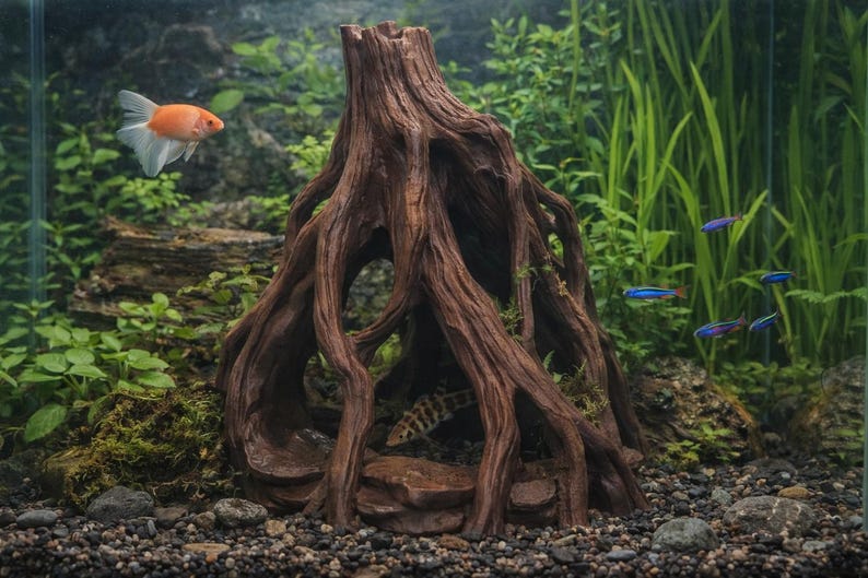 Tall Mangrove Root Cave Aquarium Hideout | Vertical Driftwood Style ...