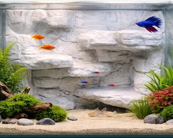 Rocky Stone Cliff Background Style II | Aquarium Terrarium Vivarium Backdrop | Reptile Climbing Wall | Color Options Glow-in-the-Dark