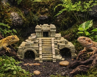 Aztec Temple | Terrarium & Vivarium Decor | DnD, Wargaming Terrain | Custom Sizes and Glow/Color Options