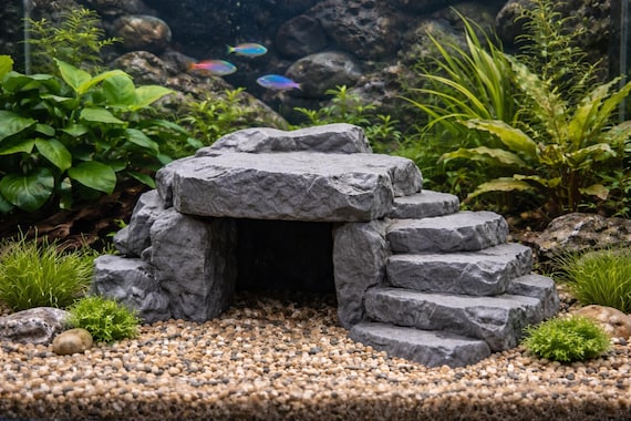 Rock Cave Hide | Aquarium Reef Decor | Reptile Amphibian Terrarium Hide | Fish Shrimp Cave | Custom Size and Glow-in-the-Dark Options