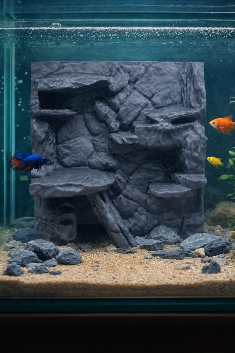 Fish Tank Strusher Rocky Stone Cliff Background Style I | Aquarium Terrarium Vivarium ...