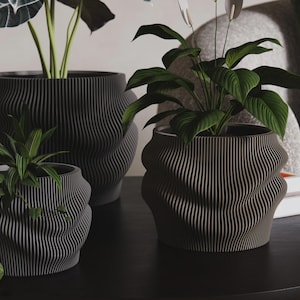 Fjord Wave Flower Pot Set | Self-Watering Planter | Contemporary Home Decor | Modern Home Decor | Custom Sizes and Colors