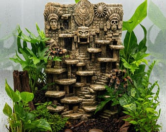 Aztec Ruins III 3D Back Wall | Terrarium & Vivarium Decor | DnD, Wargaming Terrain | Custom Sizes and Glow/Color Options