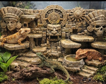 Aztec Ruins II 3D Back Wall - XL -  46x 22 | Terrarium & Vivarium Decor | DnD, Wargaming Terrain | Custom  Color Options