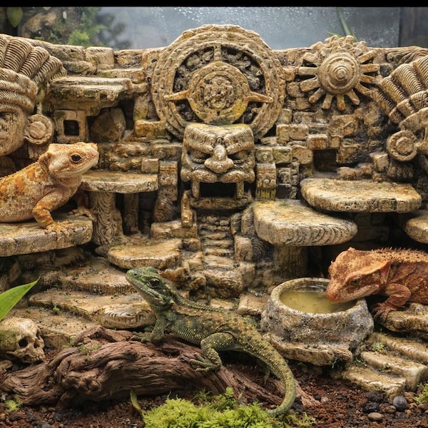 Aztec Ruins II 3D Back Wall - XL -  46x 22 | Terrarium & Vivarium Decor | DnD, Wargaming Terrain | Custom  Color Options