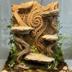 Fondo 3D inspirado en el arte maorí / Pared de roca para terrario o vivario / Fondo para terrario de reptiles / Decoración de acantilado de arenisca / Opciones de color