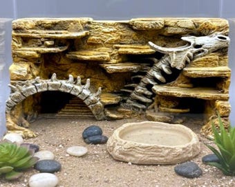 Dragon Fossil 3D Back Wall | Terrarium & Vivarium Decor | DnD, Wargaming Terrain | Custom Sizes and Glow/Color Options