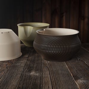 Wabi-Sabi plantenbak met geweven textuur - stijl II | Zelf water gevend met uitneembare binnenpot| Moderne biologische plantenpot