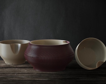 Wabi-Sabi Woven Texture Planter - Style I | Self-Watering with Removable Inner Pot | Modern Organic Plant Pot
