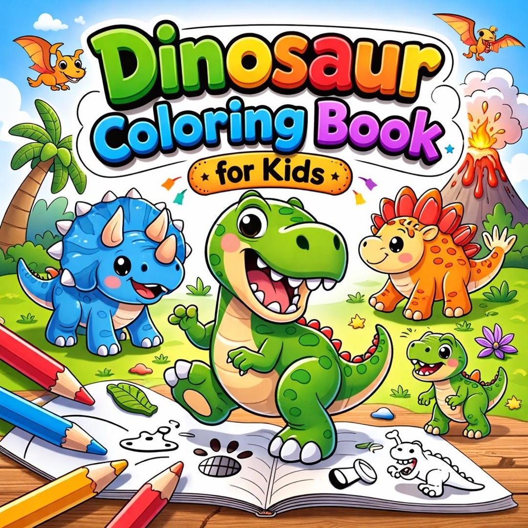 Dinosaur Coloring Book for Kids PDF | Cute Dino Coloring Pages ...