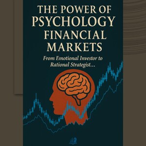 May include: Book cover with the title "THE POWER OF PSYCHOLOGY FINANCIAL MARKETS" in white text on a dark teal background. An orange silhouette of a head with a brain graphic is featured. The subtitle reads "From Emotional Investor to Rational Strategist..."