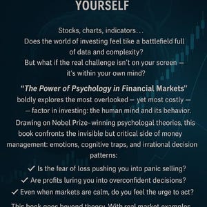 May include: Image with text: "CONQUERING THE TOUGHEST OPPONENT IN FINANCIAL MARKETS: YOURSELF." The text discusses investing, psychology, and financial markets. It includes bullet points about fear of loss and overconfident decisions. The Chartsaga logo is at the bottom.