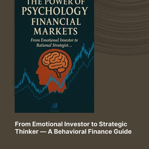 May include: A book cover with the title "THE POWER OF PSYCHOLOGY FINANCIAL MARKETS". It features a silhouette of a head with a brain graphic, and the text "From Emotional Investor to Rational Strategist..." and "From Emotional Investor to Strategic Thinker - A Behavioral Finance Guide".