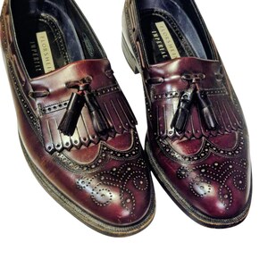 Vintage Florsheim Leather Imperial Brogue Wingtip Tassel Loafers 10.5 D Florsheim imperial mens tassel - Gem main image 2