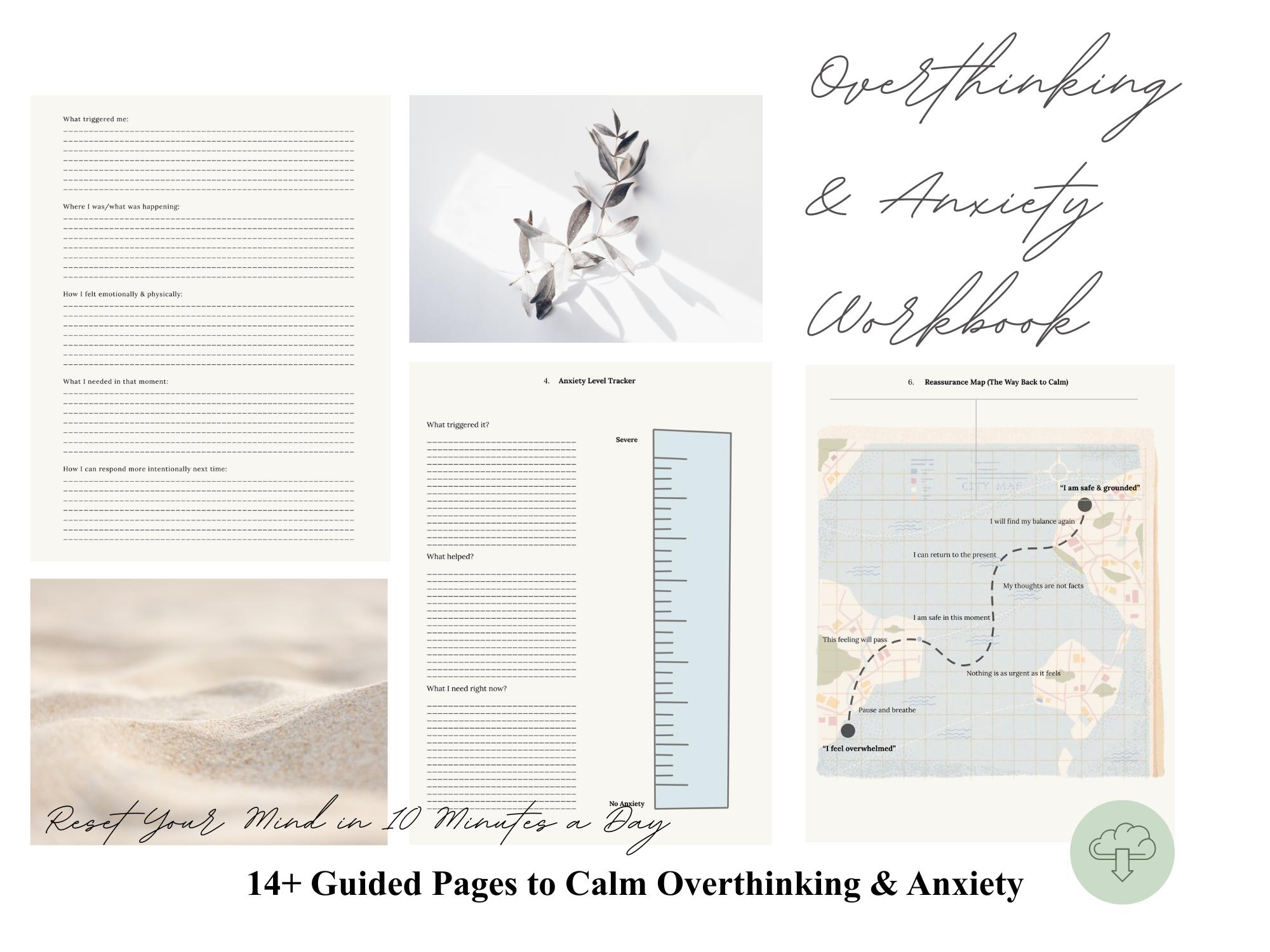 Overthinking & Anxiety Workbook | Printable Therapy Worksheets | Calm ...