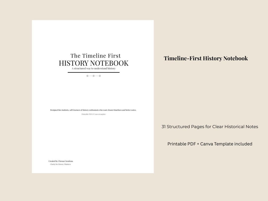 Notebook Timeline Sample Timeline History Notebook, Structured Notes, Study Planner (printable ...