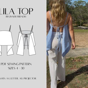 Easy sewing pattern, Lila Top, pdf digital download