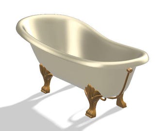 Miniature Bathtub STL File – 3D Model for Dollhouse Bathroom Miniatures (Digital Download)