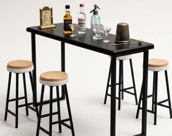 miniature STL - 1/12 Scale Miniature Bar Table, Chair Set for Dollhouses , Miniature Projects ,Dollhouse Furniture Gift