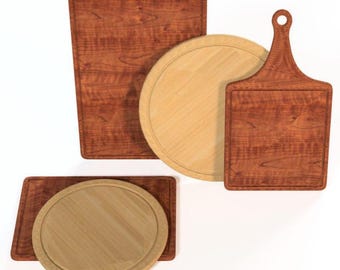 STLfile - Miniature Cutting Board 5pc Set for Dollhouses & Craft Projects, 1/12 Scale Kitchen Accessories, Ideal for Miniature Enthusiasts