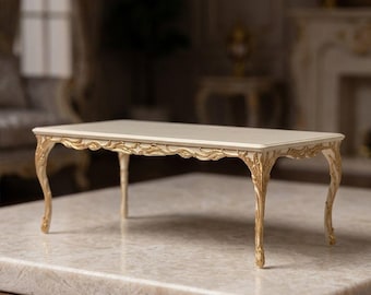 stl miniature coffee table, 1/12 scale Baroque design mini living room furniture, detailed mesh model for dollhouse décor, stl miniature