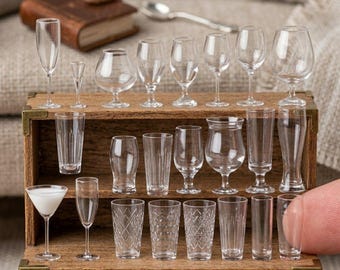 stl miniature 1/12 Scale Miniature Cocktail Glasses Set for Dollhouses & Miniature Decor, Perfect for Hobbyists and Collectors